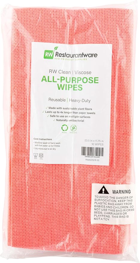 Restaurantware RW Clean 23.6 x 11.8 Inch Reusable Cleaning Cloths 10 Wipes - Image 4