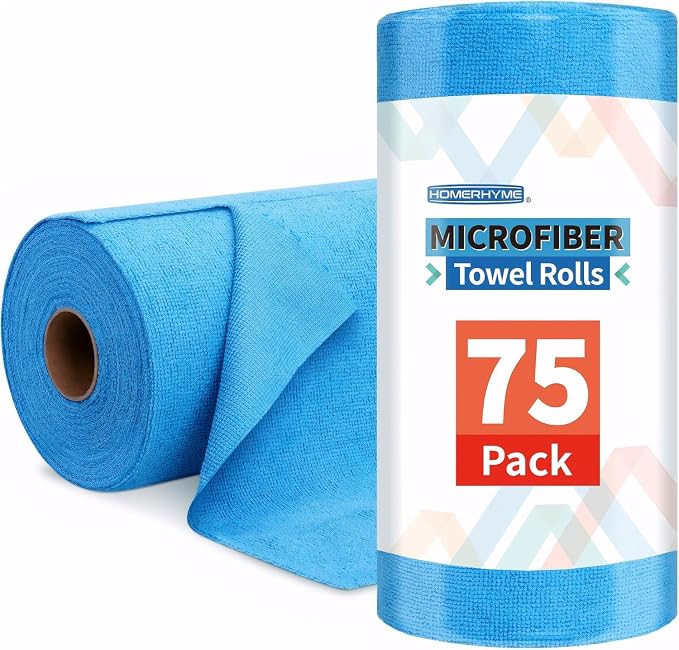 HOMERHYME Microfiber Cleaning Cloth Roll, 75 Pack Tear Away Microfiber Towel by HOMERHYME
