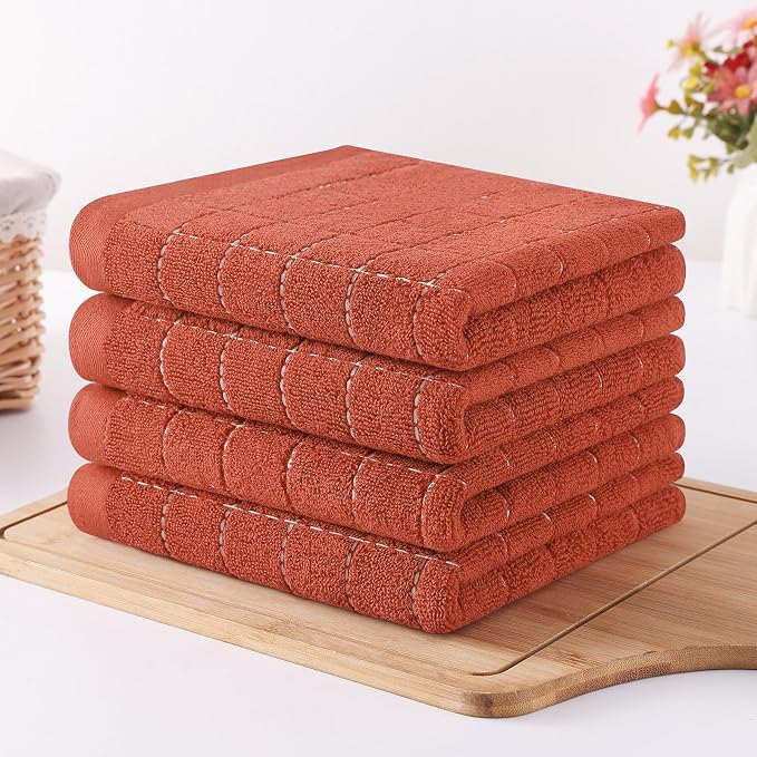 Homaxy 100% Cotton Terry Kitchen Towels, Checkered Designed, Soft and Super - Image 8