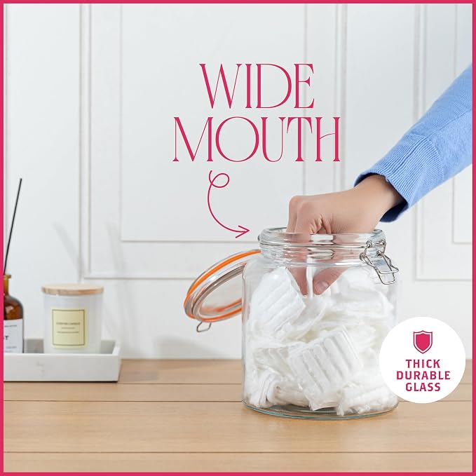 kitchentoolz Half Gallon Glass Large Mason Jars - 64oz Wide Mouth Flour & Sugar - Image 3