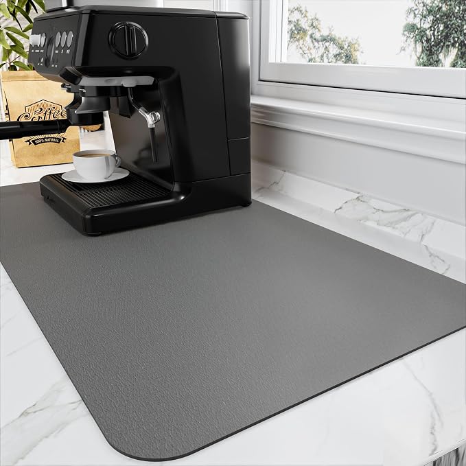 Coffee Mat - Absorbent Hide Stain Rubber Backed Dish Drying Mat by HotLive