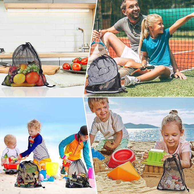 13"X15.5" 24Pcs Mesh Laundry Drawstring Bag Nylon Drawstring Gym Bag - Image 2