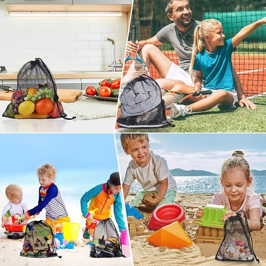13"X15.5" 6Pcs Mesh Laundry Drawstring Bag Nylon Drawstring Gym Bag - Image 2