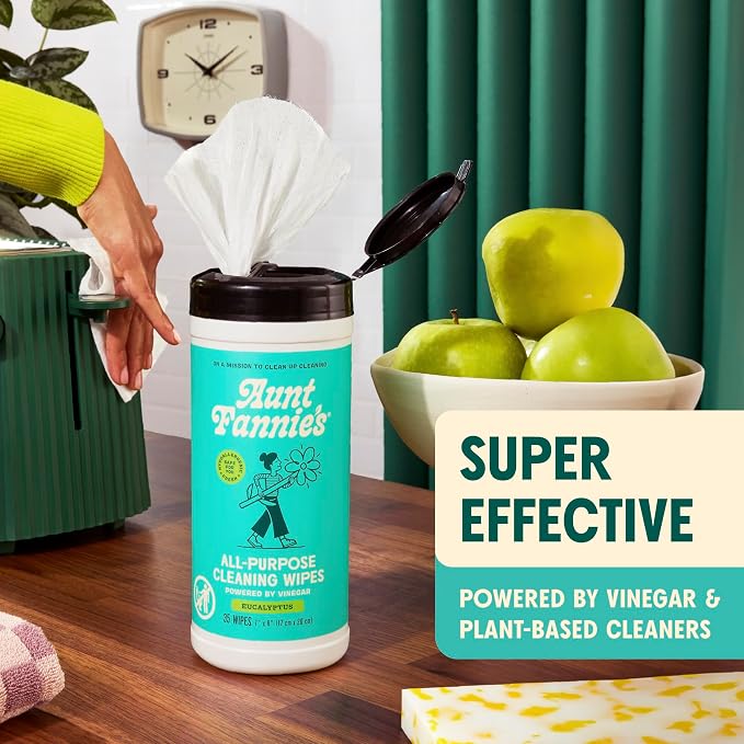 Aunt Fannie's Natural Cleaning Vinegar Wipes, Eucalyptus Scent - Image 2