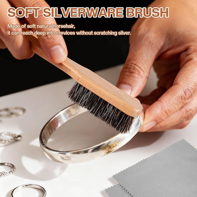 4 Pcs Horsehair Silver Cleaning Dauber Brushes Sterling Detail Polish - Image 4