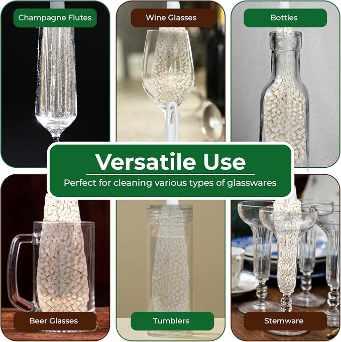 Tupkee Wine Glass Cleaning Brush – Soft Non-Scratch Foam Bristles, Dishwasher - Image 6