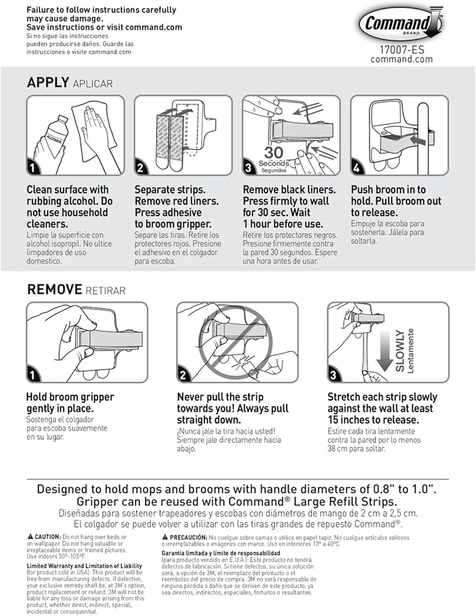 Command Broom and Mop Grippers, 2 Hangers and 4 Strips, Damage-Free Hanging - Image 10
