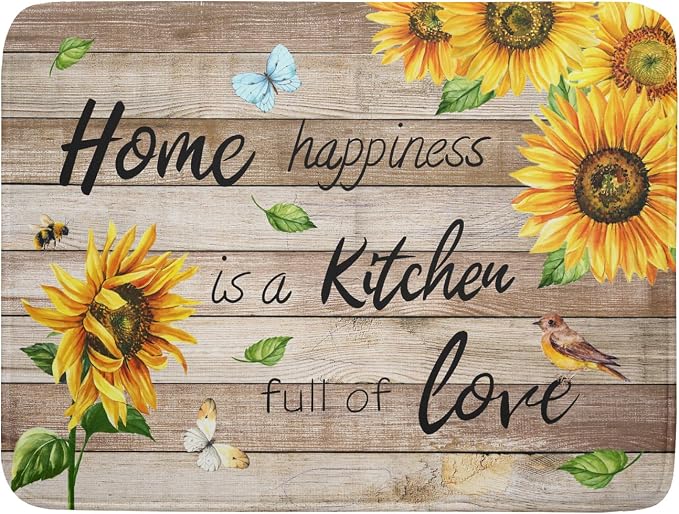 Sunflower Floral Dish Drying Mat by Giwawa