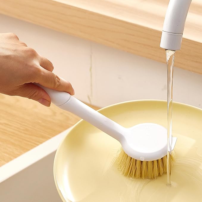 Kitchen Cleaning Brush, Pot Dish Brush Pots Comfortable Long Built-in Scraper - Image 6