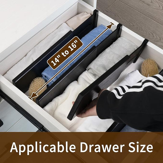 Utoplike Bamboo Dresser Drawer Dividers, Spring Loaded, Works in Kitchen - Image 2