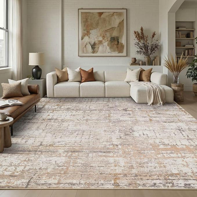 10x14 Extra Large Washable Area Rug, Soft Abstract Vintage Rug - Image 6