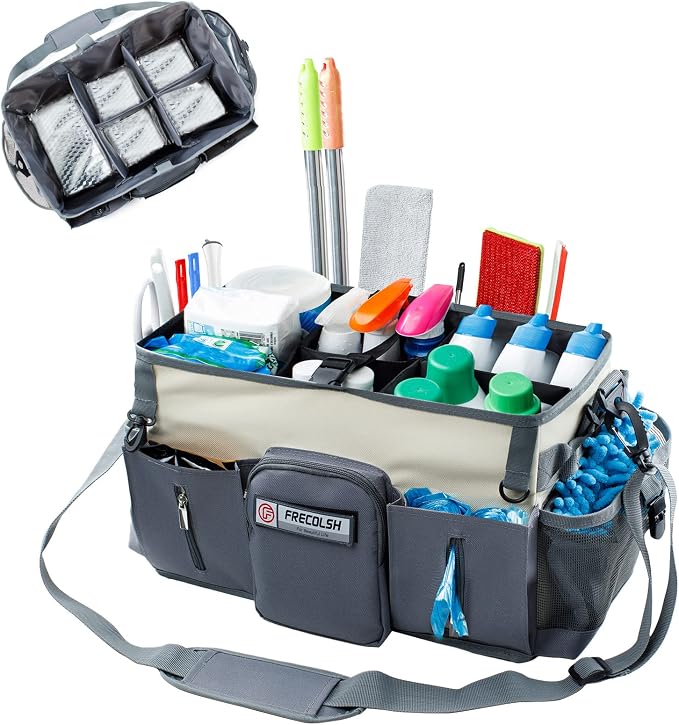 Large Cleaning Supplies Organizer-Cleaning Caddy Organizer by FRECOLSH