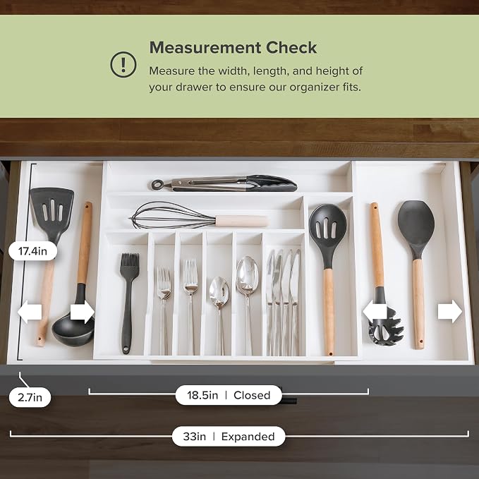 KitchenEdge Premium Silverware, Flatware and Utensil Organizer - Image 7