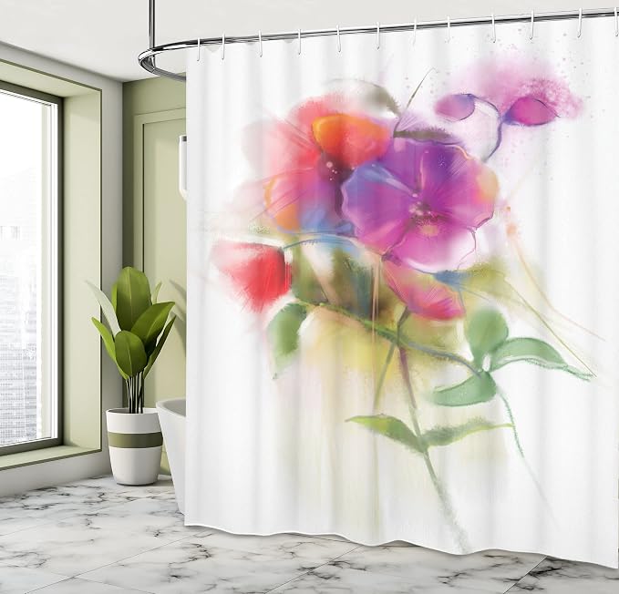 Ambesonne Flower Shower Curtain, Blooming Orchid Spring Bouquet Romance Wedding - Image 4
