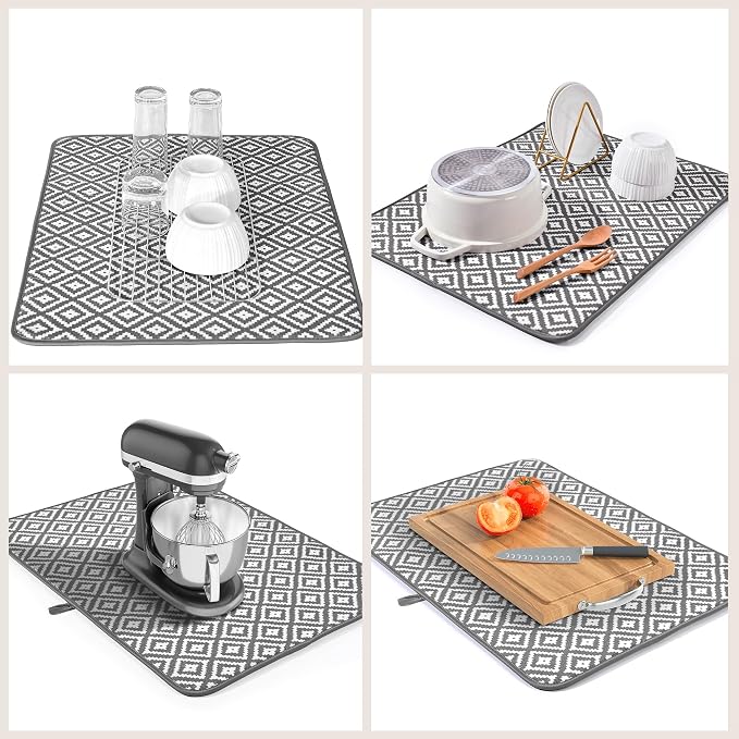 Subekyu 2 Pack Dish Drying Mat, 24*18 inch Ultra Absorbent Microfiber Dishes - Image 6
