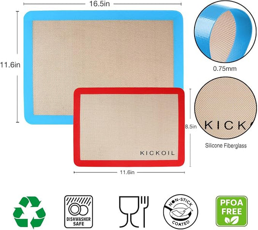 Silicone Baking Mat Large Baking Mat Set of 3-2 Half Sheets 16.5" x 11.6" +1 - Image 2
