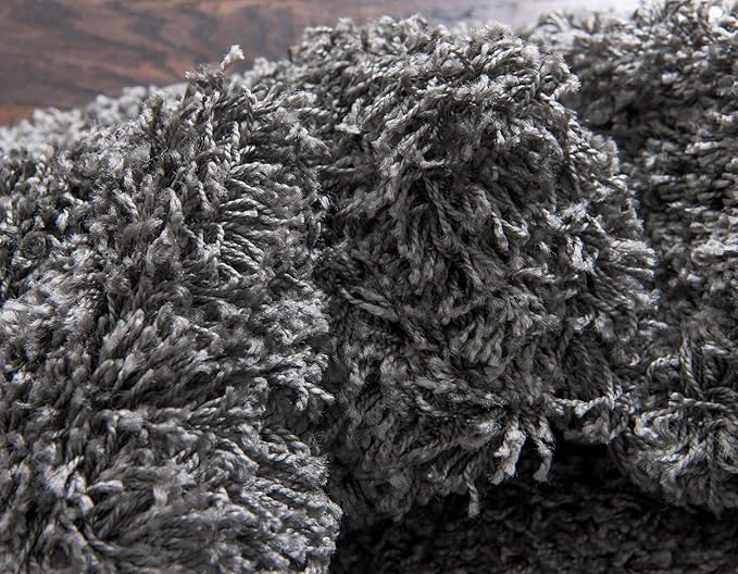 Unique Loom Solid Shag Collection Area Rug (7' 10" x 10' Rectangle, Graphite Gray)