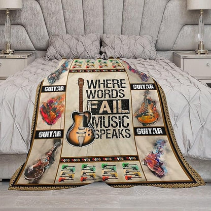 Guitar Blanket Guitar Gifts for Boys Men Music Throw Blanket for Kids Adults Soft Warm Cozy Fleece Blanket for Couch Sofa Bed 40"x50"