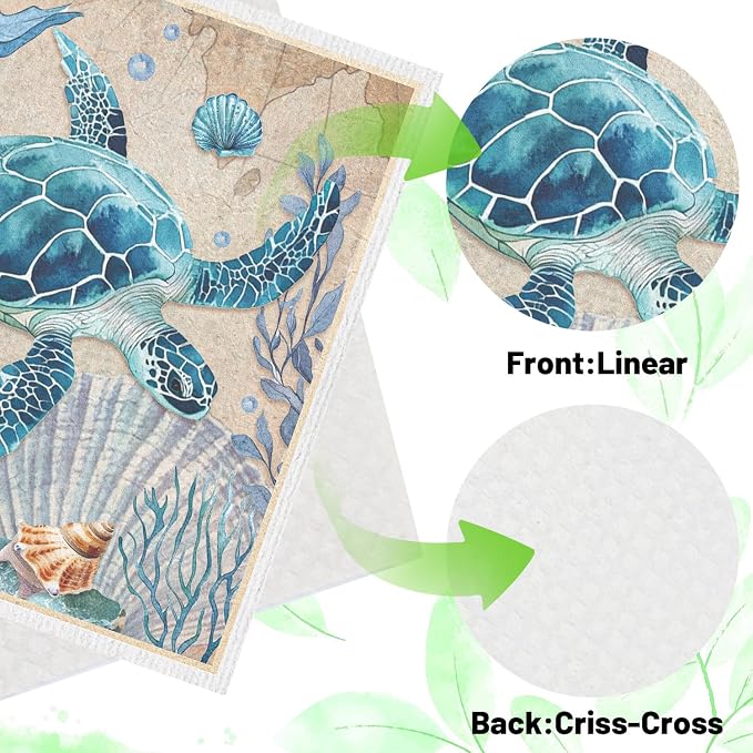 Swedish Dishcloths for Kitchen, Reusable Absorbent Fast Drying Sea Animals - Image 4