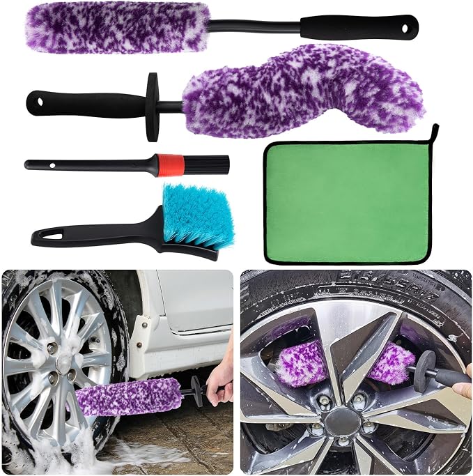5 Pack Car Wheel and Tire Cleaner Brushes Kit Auto Motorcycle Rim Ultra Soft by Unknown