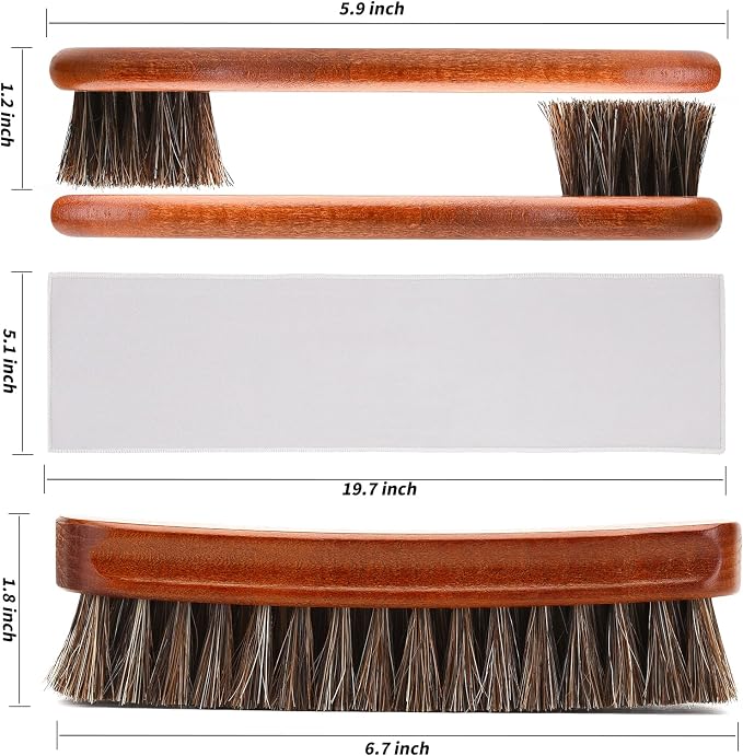 4-Piece Horsehair Shoe Brush Shine Kit, Shoe Polish Kit, Leather Shoes Boot - Image 2