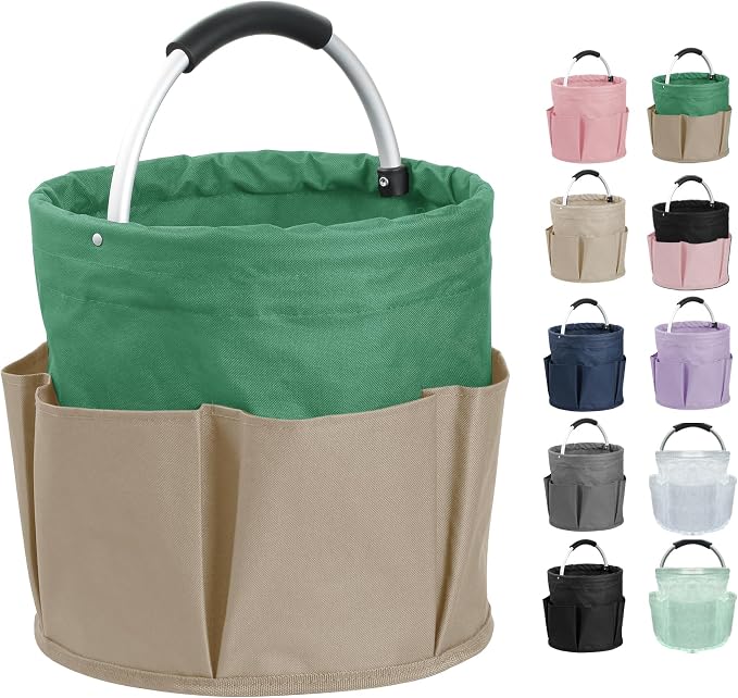 17L Caddy Organizer with Handle, Foldable Cleaning Supplies Caddy with 6 Pockets by IHOMAGIC