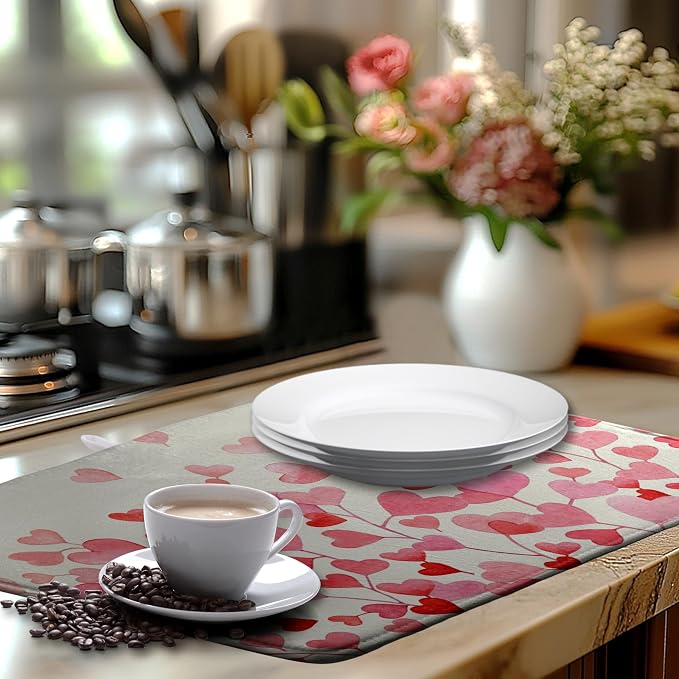 Happy Valentines Day Dish Drying Mat Valentine Drying Matt Kitchen Counter Love - Image 6