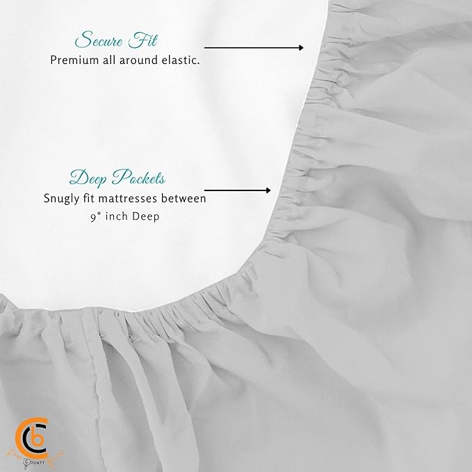 Camping Cot Sheets 33" x 75" - 3 Piece Cot Sheet Set for Bunk Bed - fits upto 9" Deep Mattress, Perfect for Narrow Twin, Camping Cot, RV Bunk, Guest Beds, Trifold Mattress - Light Grey