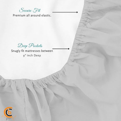 Camping Cot Sheets 33" x 75" - 3 Piece Cot Sheet Set for Bunk Bed - fits upto 9" Deep Mattress, Perfect for Narrow Twin, Camping Cot, RV Bunk, Guest Beds, Trifold Mattress - Light Grey