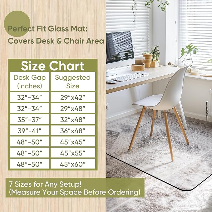Office Chair Mat for Carpet & Hardwood, Upgraded 32" x 48" Dual Use Tempered - Image 7