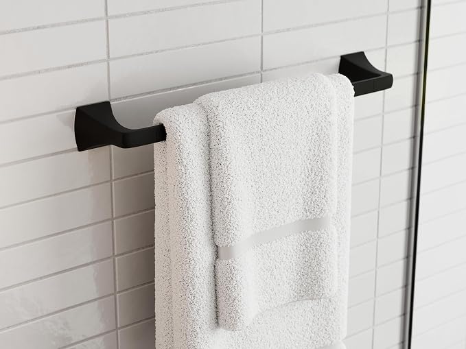 Pfister Bruxie Bath Towel Bar for Bathroom, Wall-Mounted, Matte Black Finish - Image 2