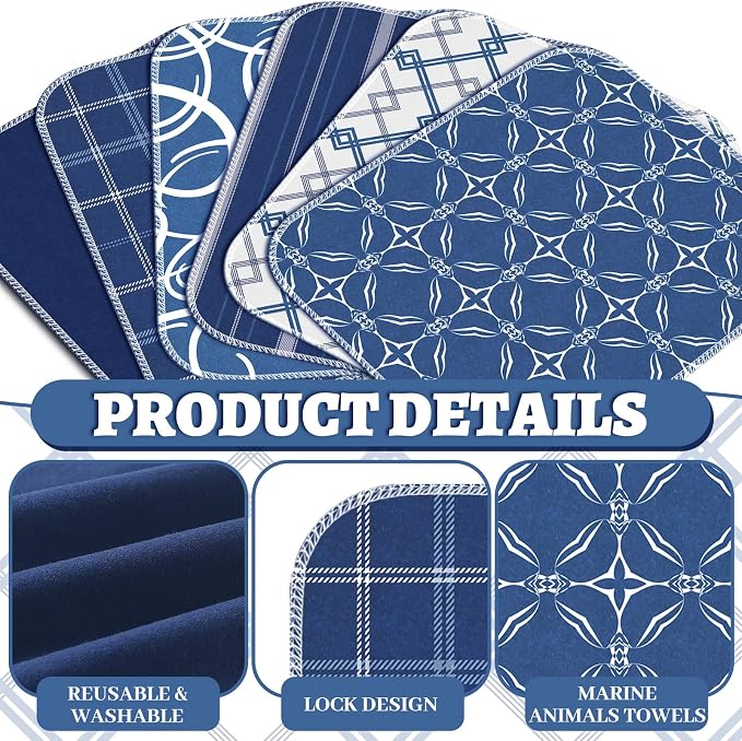 36 Pack Geometric Vintage Reusable Cleaning Cloths Washable Cotton Kitchen - Image 5
