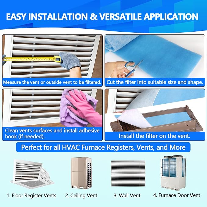 20" x120" Air Vent Filters, Cut to Fit Air Filter, MERV 8 Triple Vent Filter - Image 5