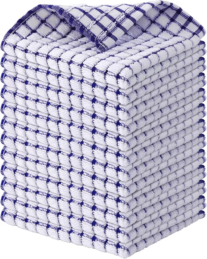 Kitinjoy Cotton 12 Pack Terry Kitchen Dish Cloths, 12 x 12 Inches Super Soft by Kitinjoy