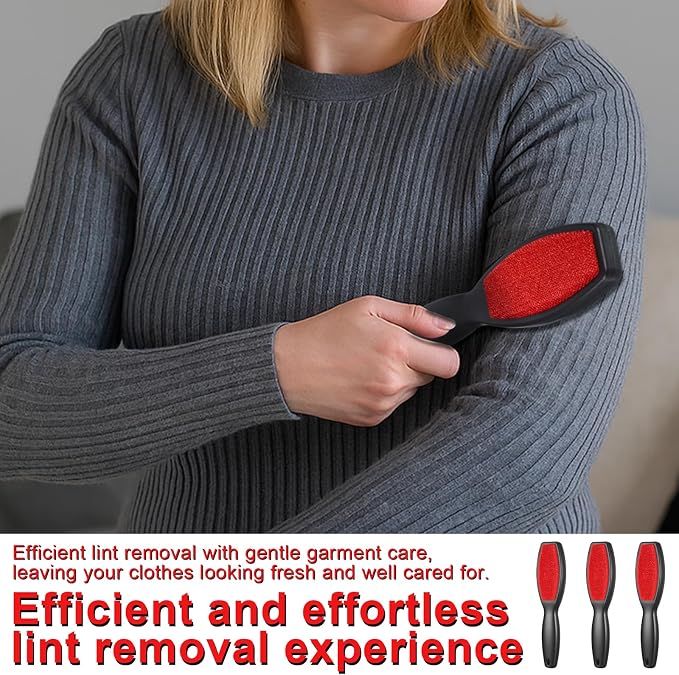 3 Pack Lint Brushes for Clothes, Double-Sided Lint Remover Brush, Reusable Pet - Image 5