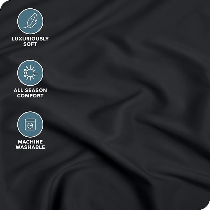 Bare Home Fitted Bottom Sheet Full XL Size - Premium 1800 Microfiber - Ultra-Soft Hotel Luxury - Deep Pocket - Durable and Long Lasting - Fitted Sheet (Full XL, Black)