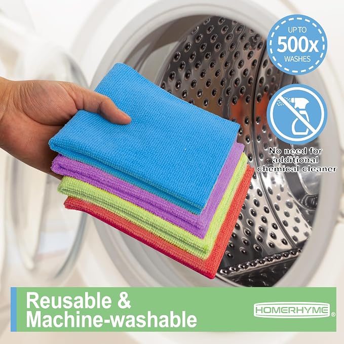 HOMERHYME Microfiber Cleaning Cloth, 150 Pack Cleaning Rags, Reusable - Image 7