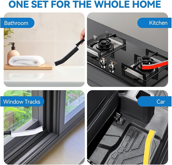 Crevice Cleaning Brush Set, Window Tracks, Bathroom & Toilet, Strong Bristle - Image 4