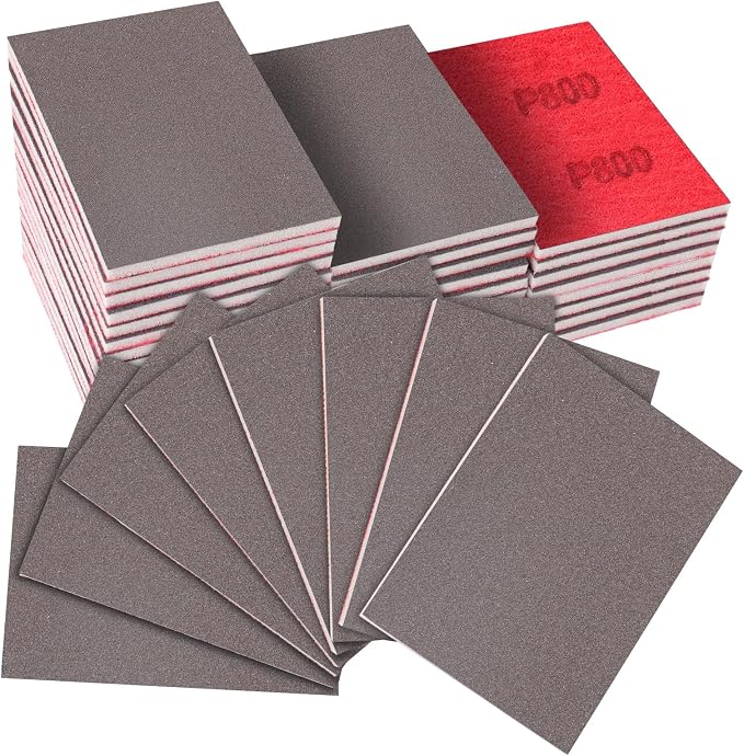 32-Pack 3x4 Inch 800 Grit Hook & Loop Sanding Sponges by KQCXIKUSA