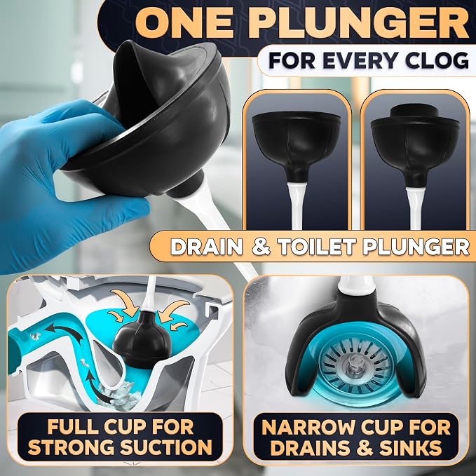 2-in-1 White Toilet Brush and Plunger Set - Image 6