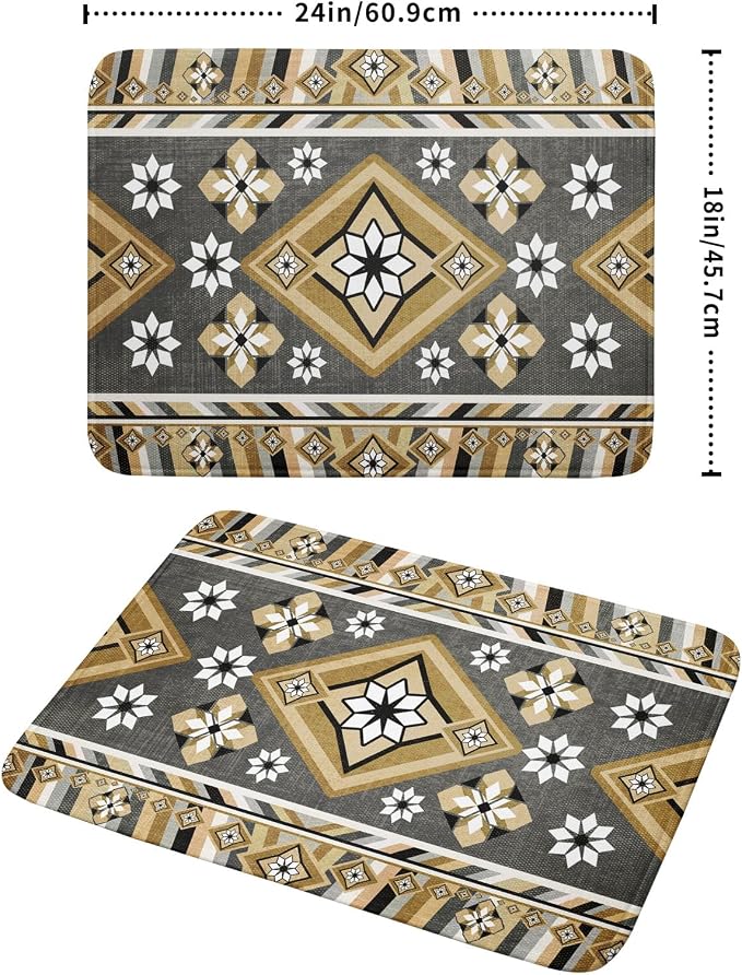 Boho Yellow Gray Aztec Dish Drying Mat - Image 2