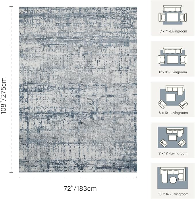 6x9 Washable Area Rug for Living Room, Modern Abstract Large Boho Rugs for - Image 2