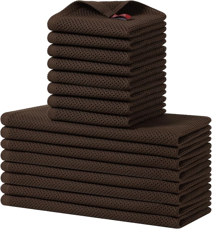 Homaxy 100% Cotton Kitchen Towels and Dishcloths Set, 12 x 12 Inches and 13 x by Homaxy
