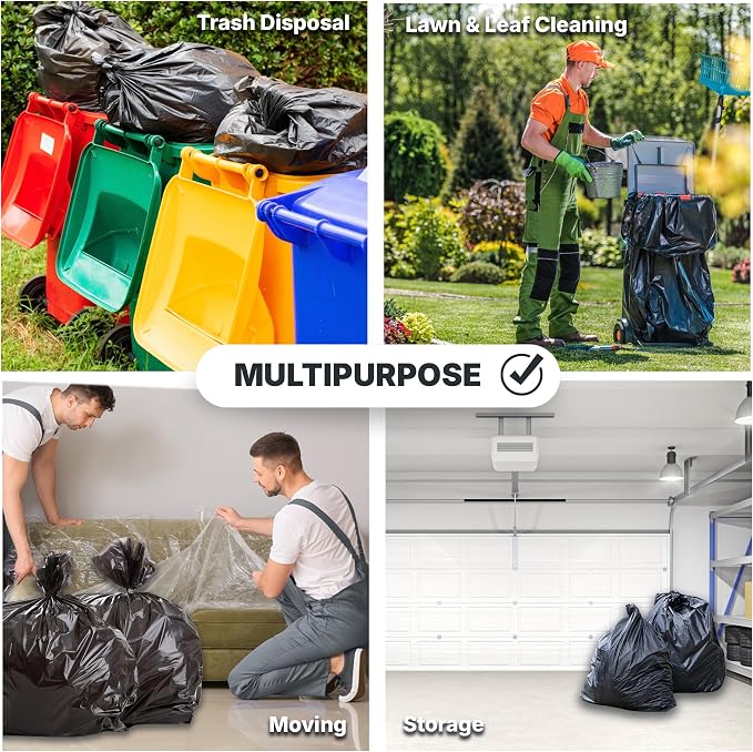 55-60 Gallon Trash Bags, 30 Micron Heavy Duty Pure LDPE Garbage Can Liners - Image 5
