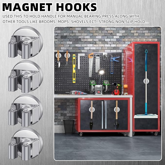 4 Pcs Magnetic Mop Broom Holder Movable Magnetic Broom Holder Rack, Anti Slip - Image 6