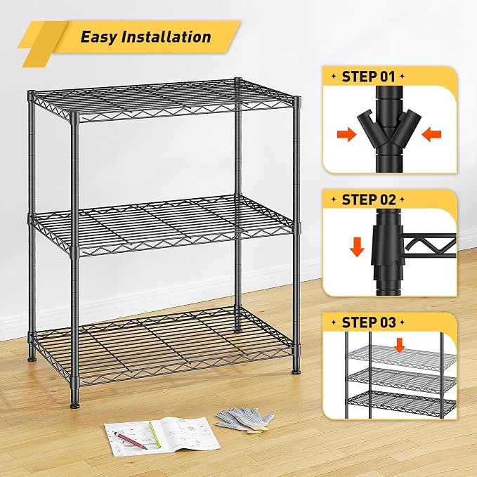 Storage Shelves Adjustable Wire Shelving Metal Wire Rack Shelving Unit Storage - Image 5