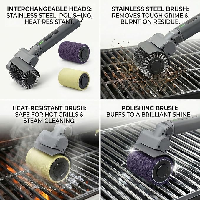 Electric Grill Brush 3-in-1 Kit – Cordless BBQ Cleaner - Image 5