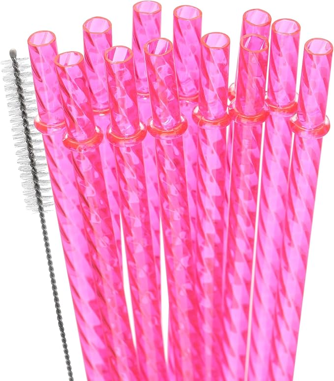 Dakoufish 12 Inch Reusable Clear Plastic Swirl Drinking Straws by Dakoufish