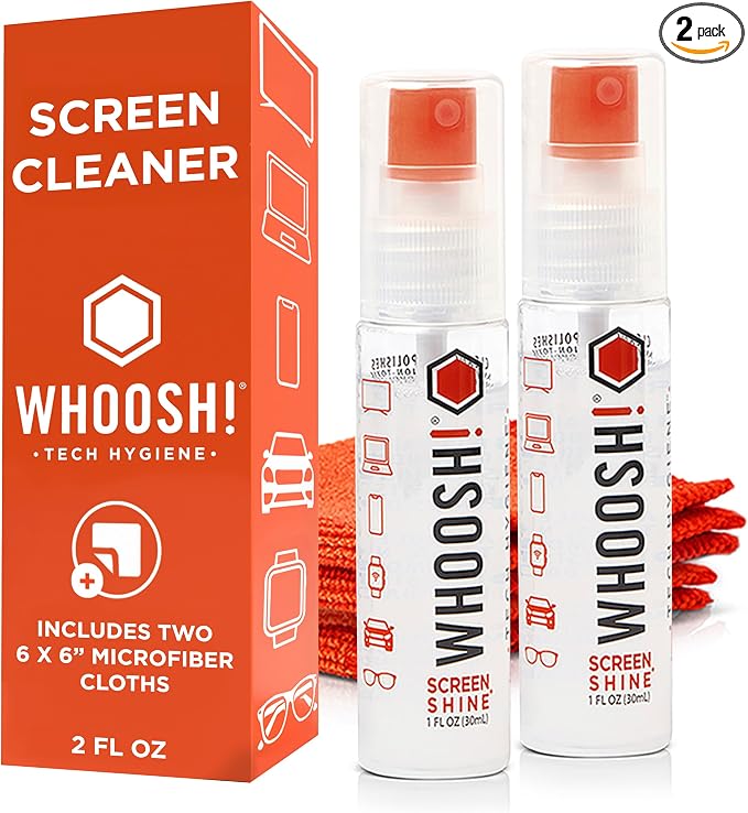 WHOOSH! Screen Shine Go 2-Pack – Two 1 fl oz Refillable Touchscreen Cleaners by WHOOSH