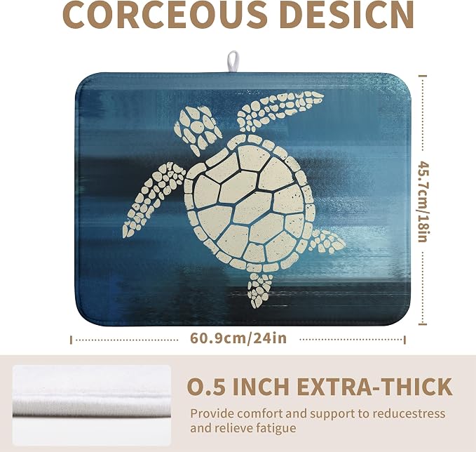 Sea Turtle Dish Drying Mats for Kitchen Counter 18x24 Inch Summer Ocean Animal - Image 2